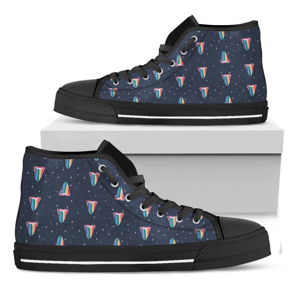 Gay Pride Tongue Pattern Print Black High Top Shoes