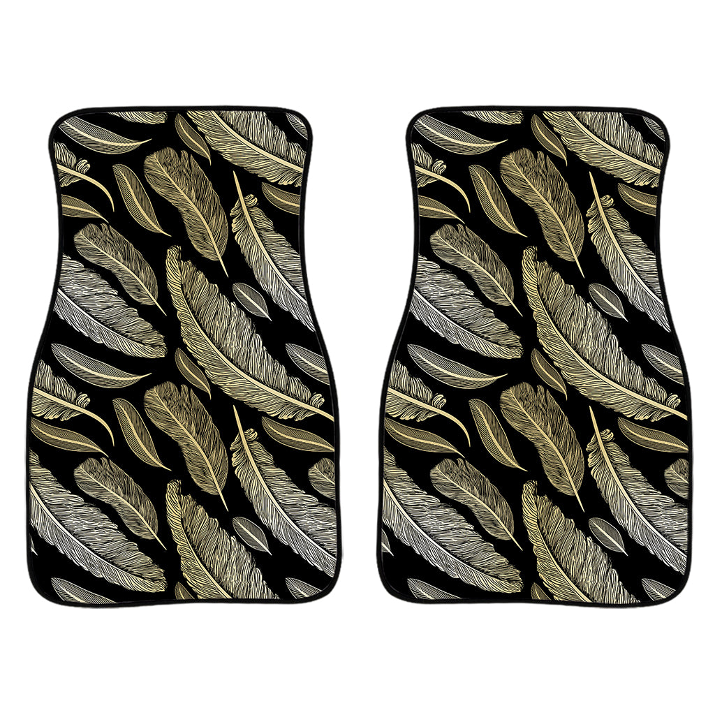 Gold And Black Feather Pattern Print Front Car Floor Mats