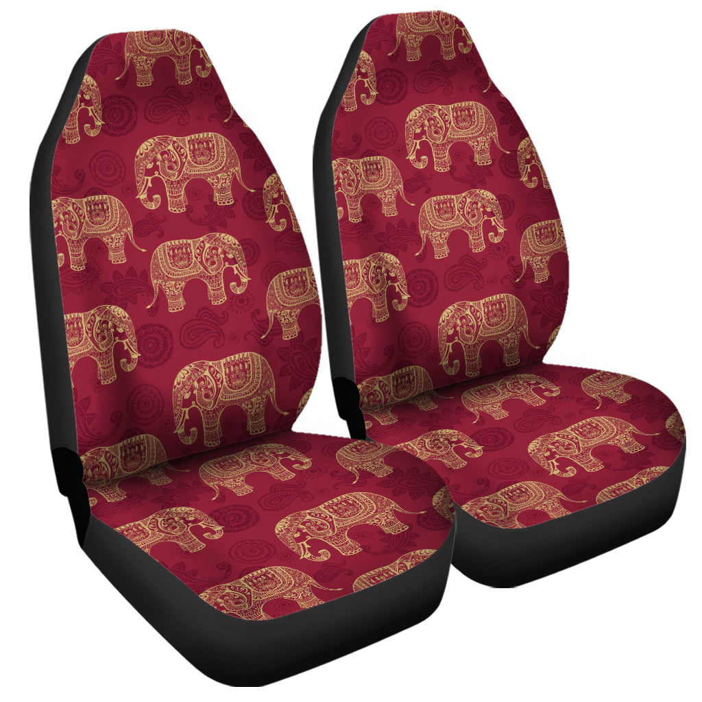 Gold And Red Boho Elephant Print Universal Fit Car Seat Covers