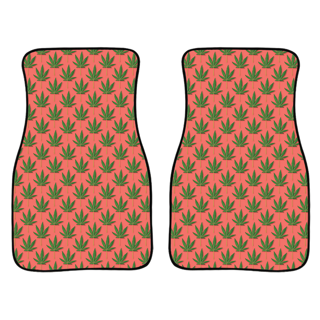 Green And Pink Cannabis Leaf Print Front Car Floor Mats