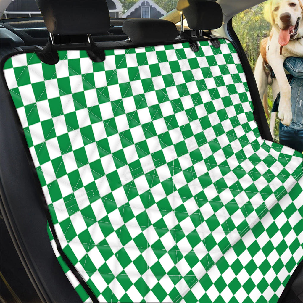 Green And White Checkered Pattern Print Pet Car Back Seat Cover