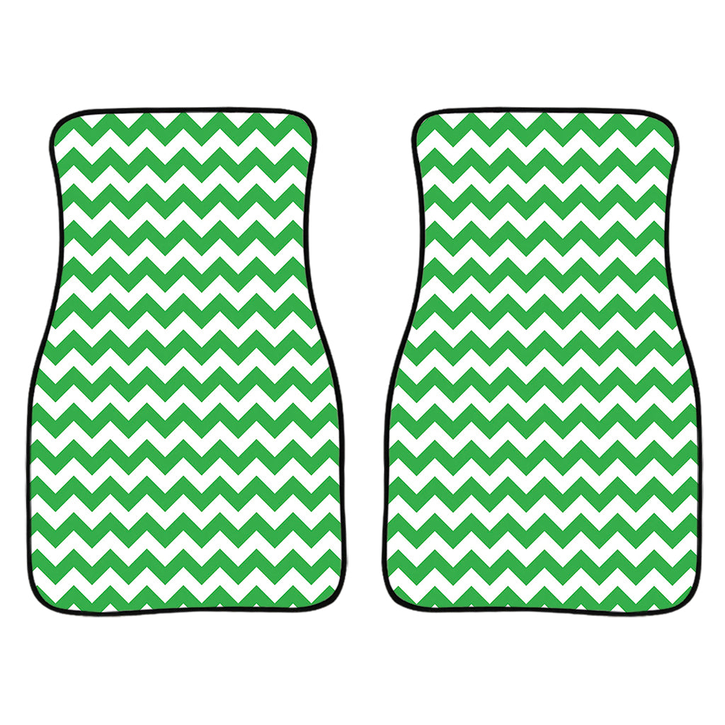 Green And White Chevron Pattern Print Front Car Floor Mats