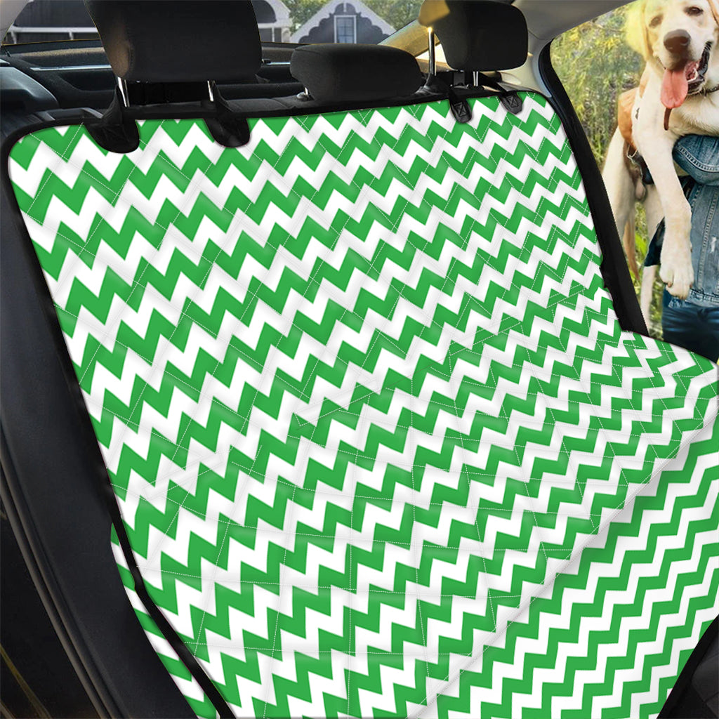 Green And White Chevron Pattern Print Pet Car Back Seat Cover