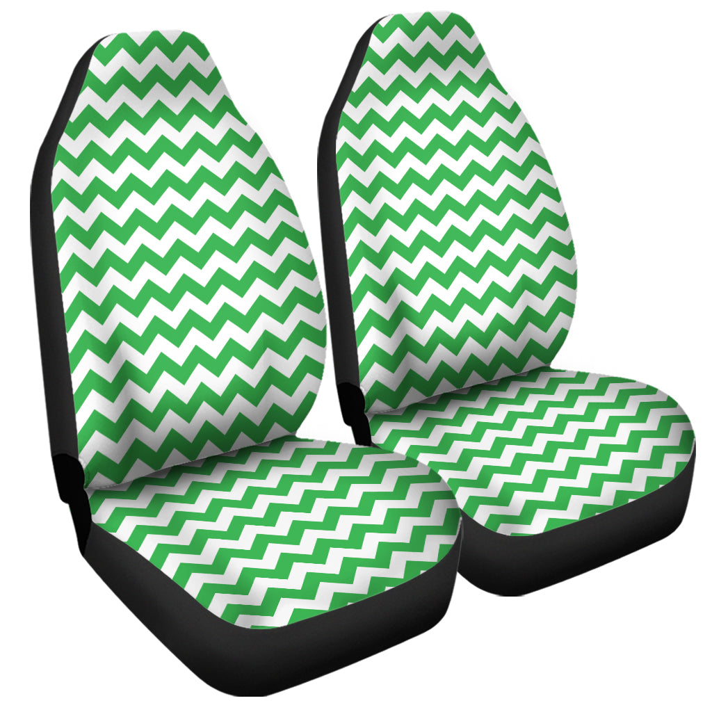 Green And White Chevron Pattern Print Universal Fit Car Seat Covers