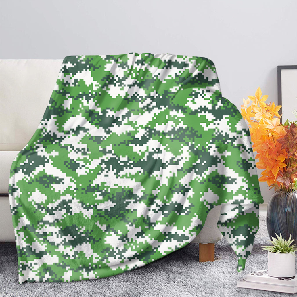 Green And White Digital Camo Print Blanket