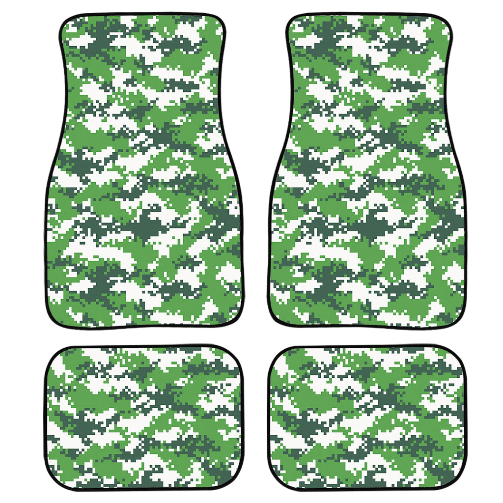 Green And White Digital Camo Print Front and Back Car Floor Mats