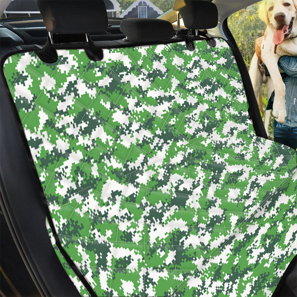 Green And White Digital Camo Print Pet Car Back Seat Cover