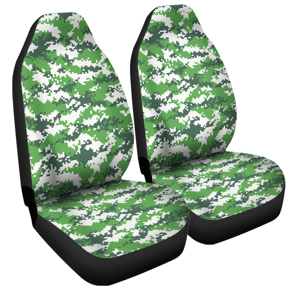 Green And White Digital Camo Print Universal Fit Car Seat Covers