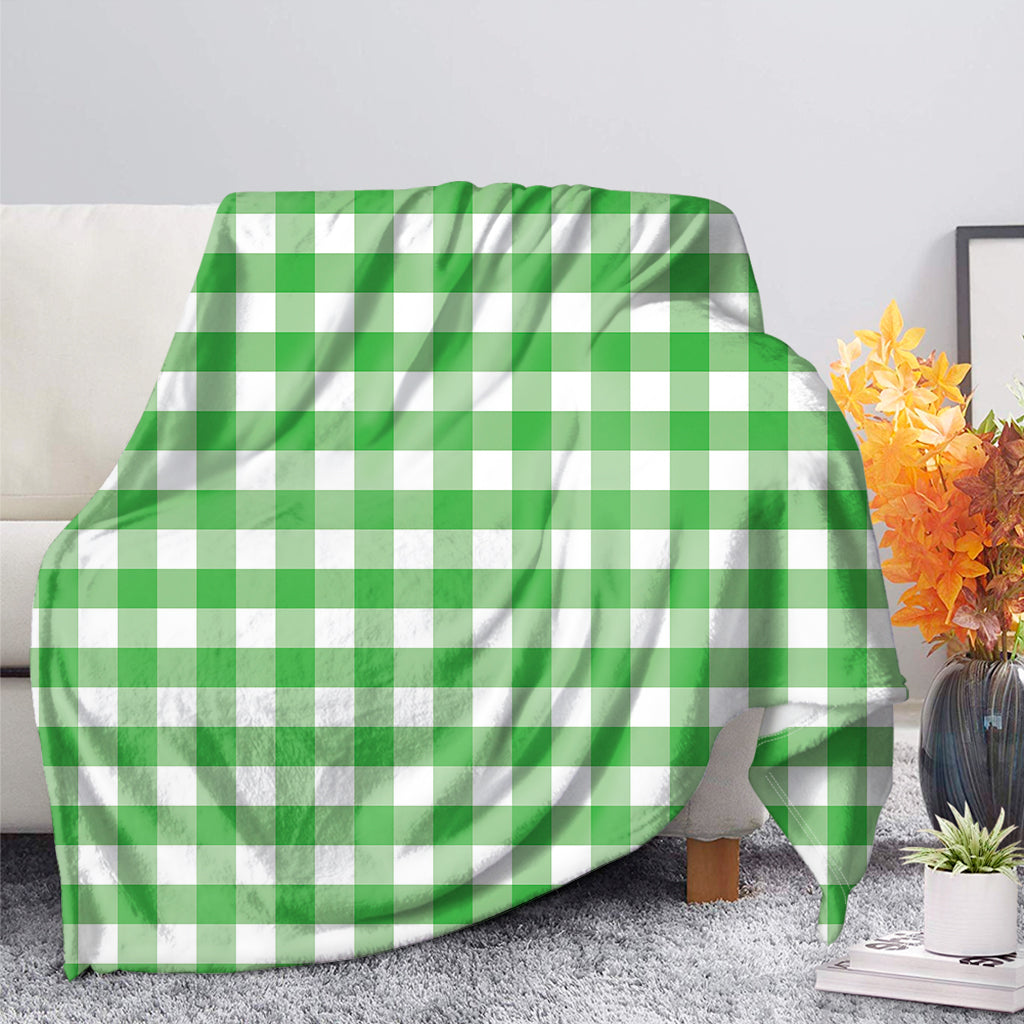 Green And White Gingham Pattern Print Blanket