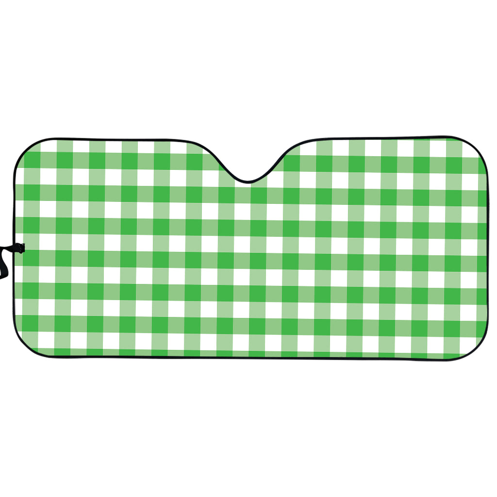 Green And White Gingham Pattern Print Car Sun Shade