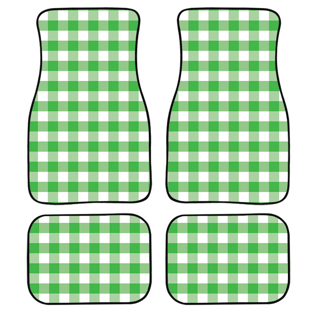 Green And White Gingham Pattern Print Front and Back Car Floor Mats