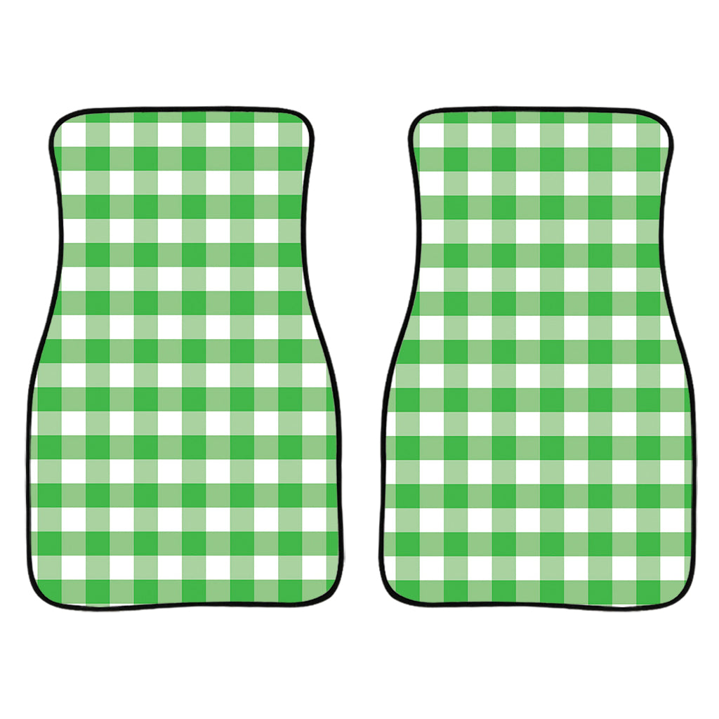 Green And White Gingham Pattern Print Front Car Floor Mats