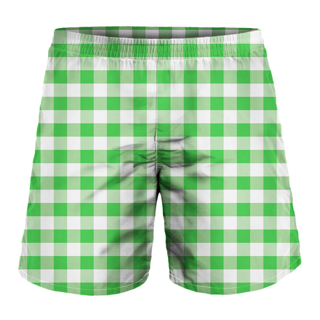 Green And White Gingham Pattern Print Men's Shorts