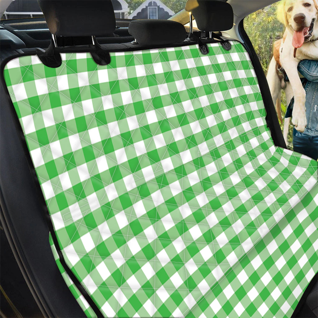 Green And White Gingham Pattern Print Pet Car Back Seat Cover