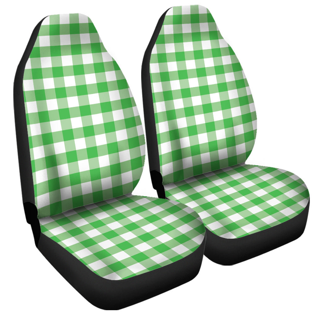 Green And White Gingham Pattern Print Universal Fit Car Seat Covers