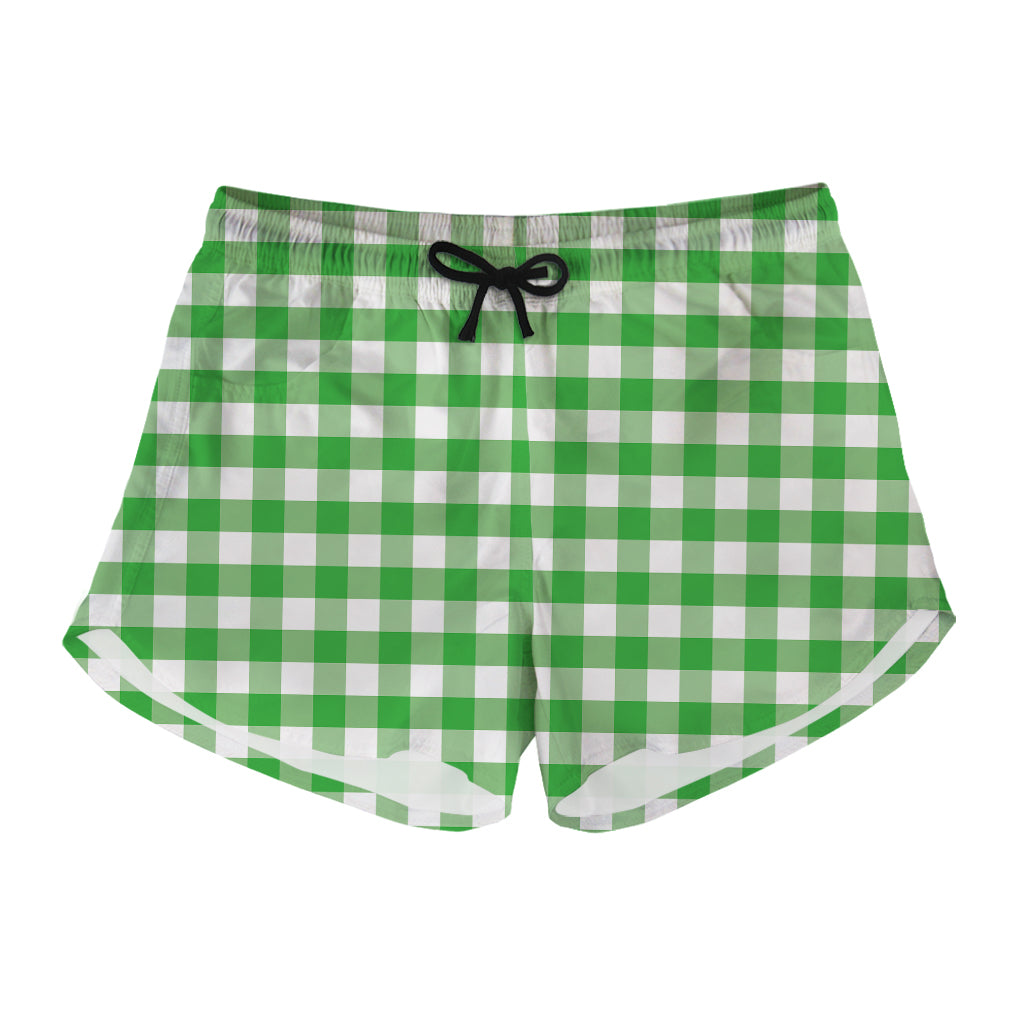 Green And White Gingham Pattern Print Women's Shorts