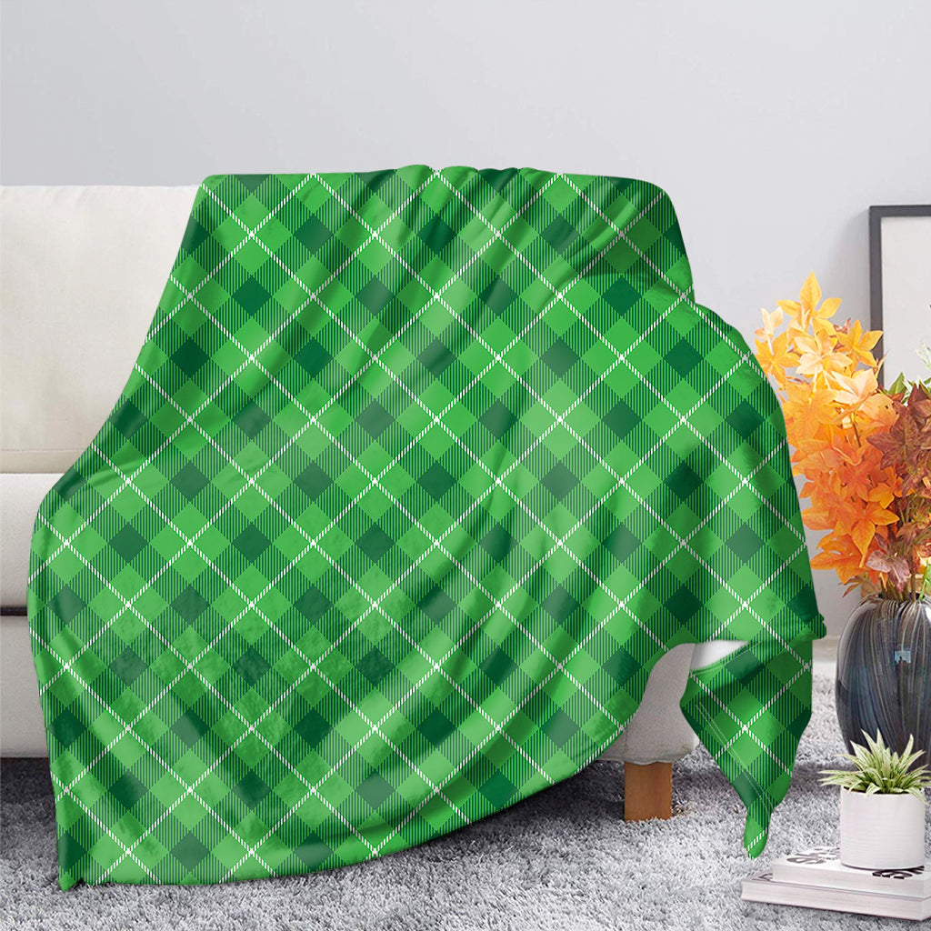 Green And White Plaid Pattern Print Blanket