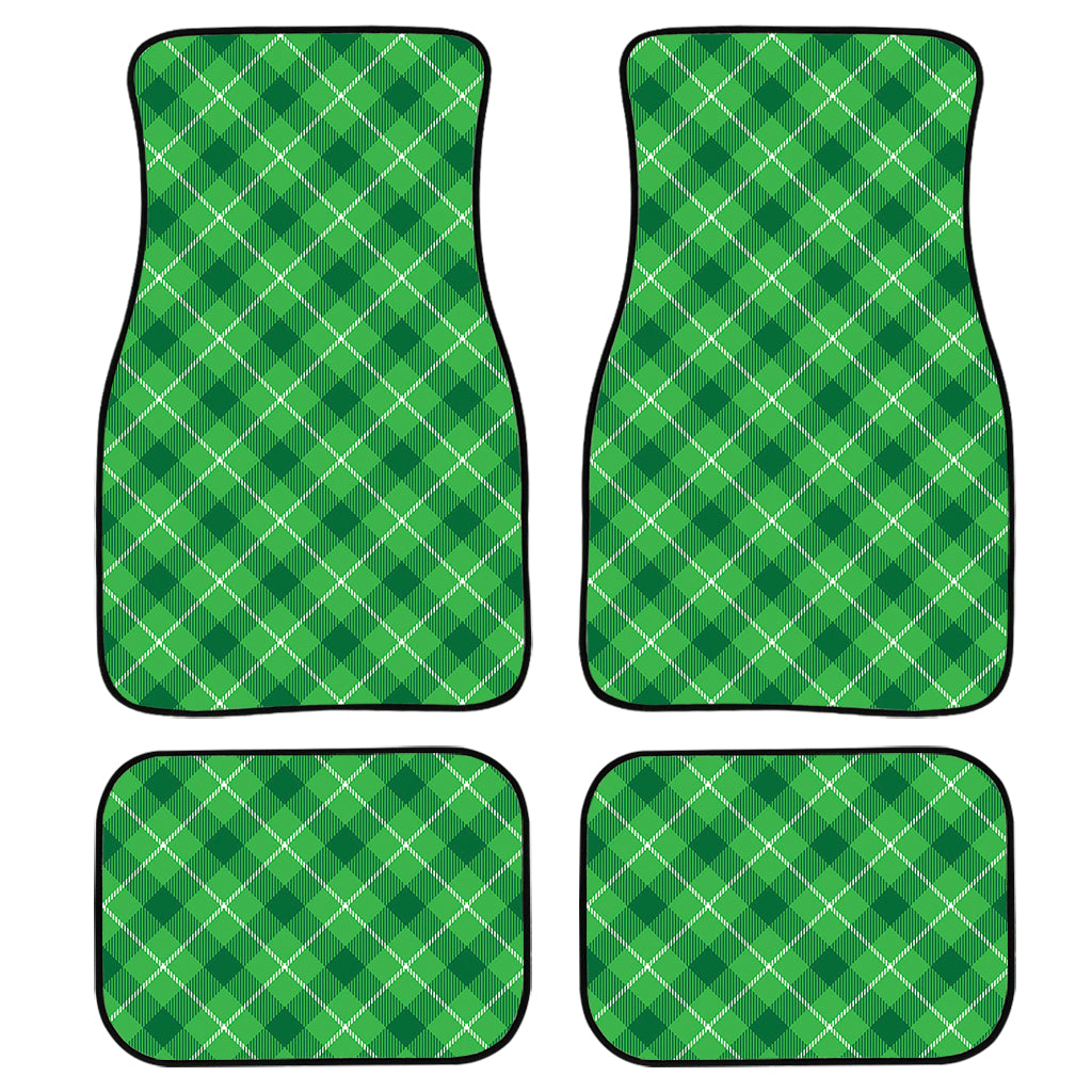 Green And White Plaid Pattern Print Front and Back Car Floor Mats