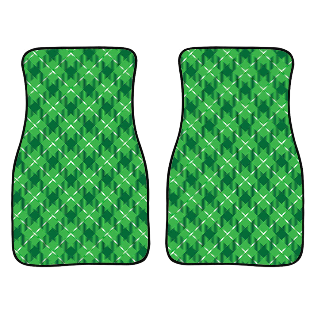 Green And White Plaid Pattern Print Front Car Floor Mats