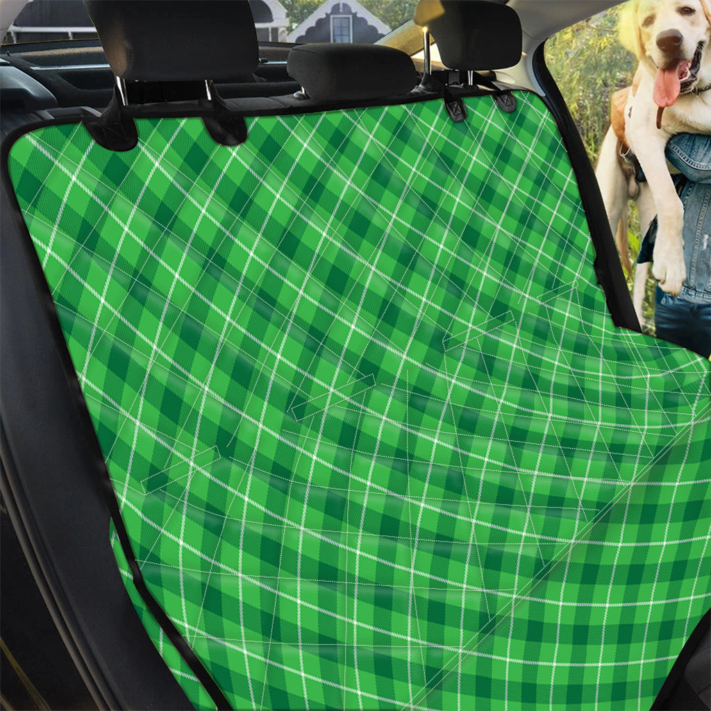 Green And White Plaid Pattern Print Pet Car Back Seat Cover