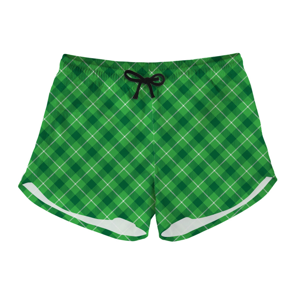 Green And White Plaid Pattern Print Women's Shorts