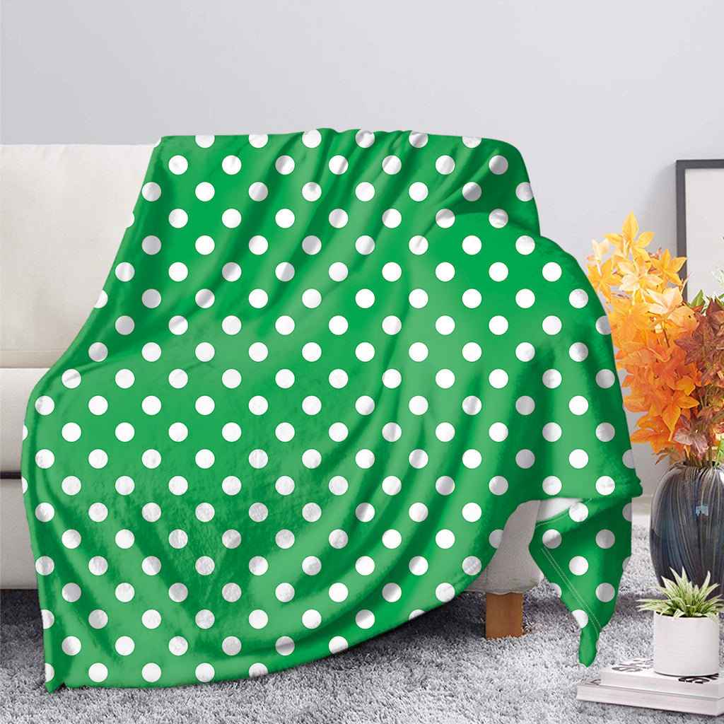 Green And White Polka Dot Pattern Print Blanket