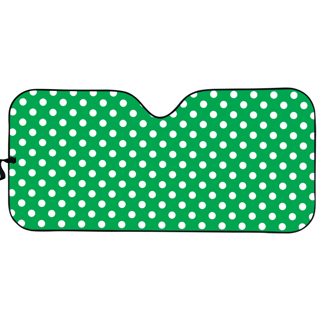 Green And White Polka Dot Pattern Print Car Sun Shade