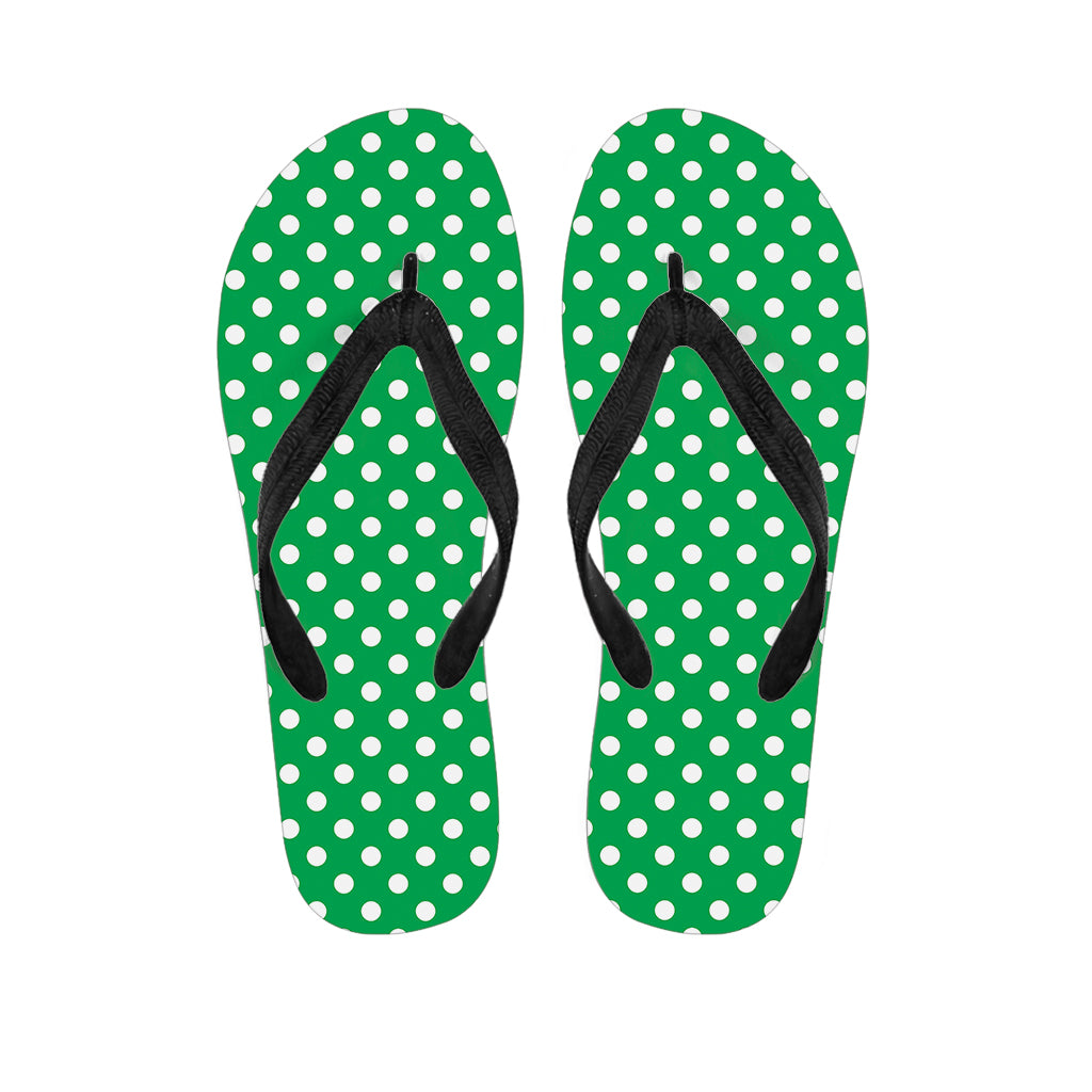 Green And White Polka Dot Pattern Print Flip Flops