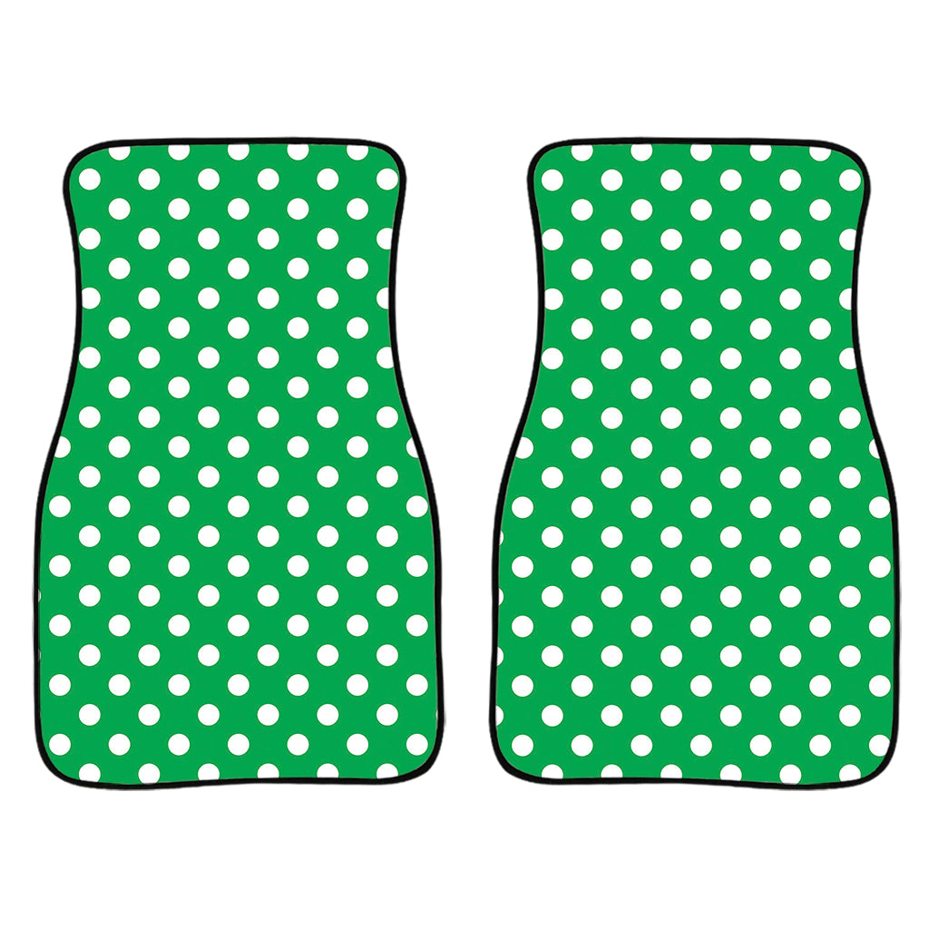 Green And White Polka Dot Pattern Print Front Car Floor Mats