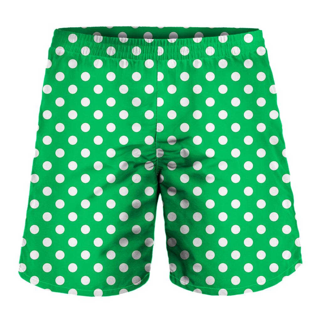 Green And White Polka Dot Pattern Print Men's Shorts