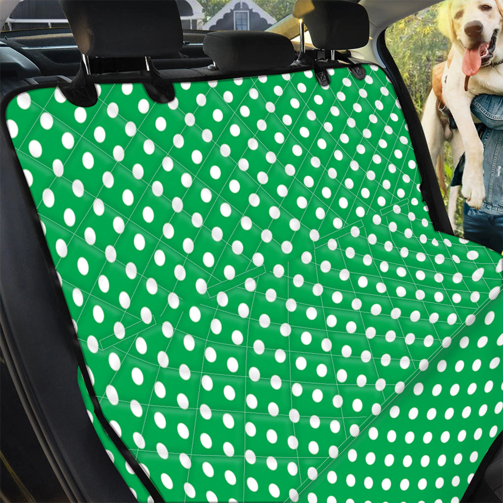 Green And White Polka Dot Pattern Print Pet Car Back Seat Cover