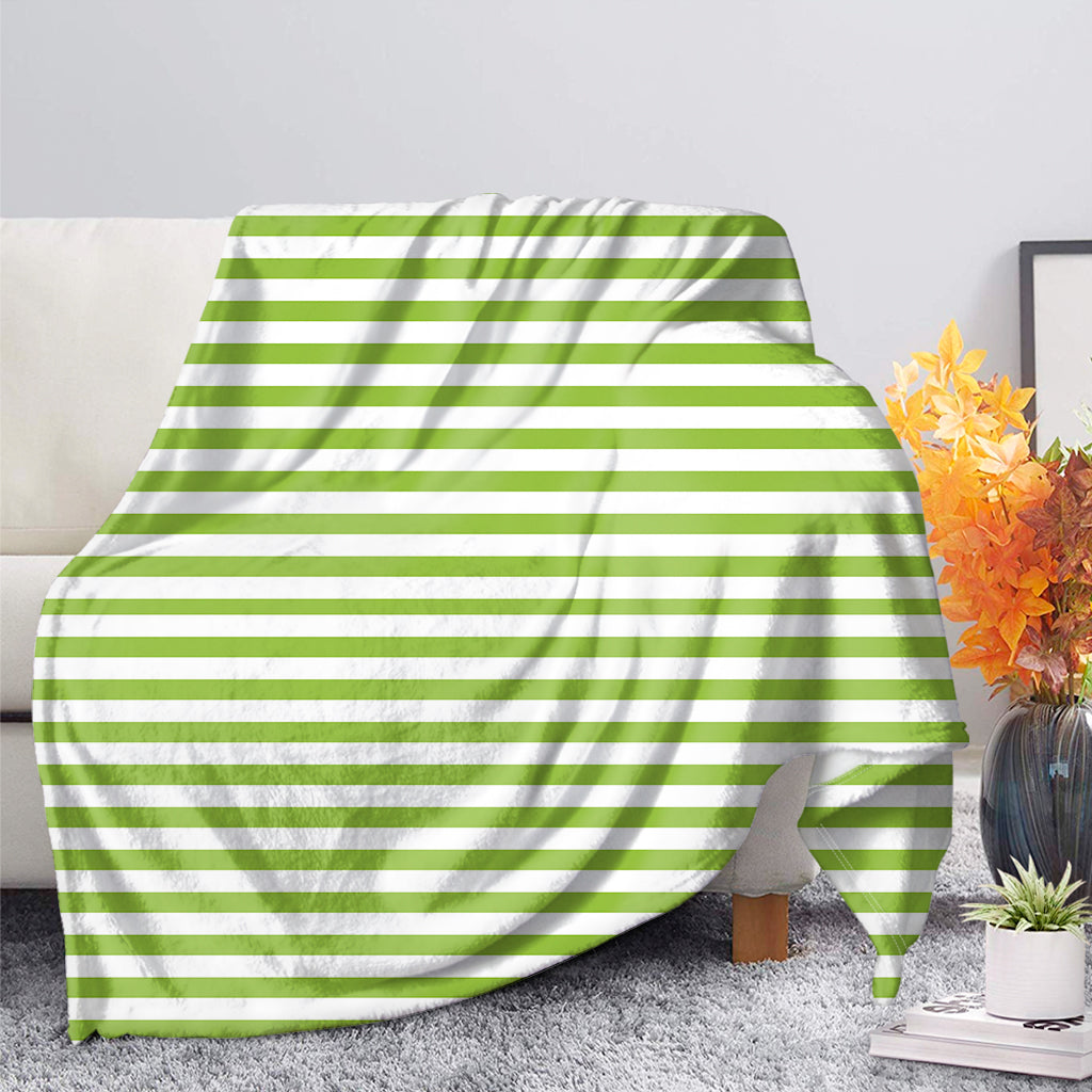 Green And White Striped Pattern Print Blanket