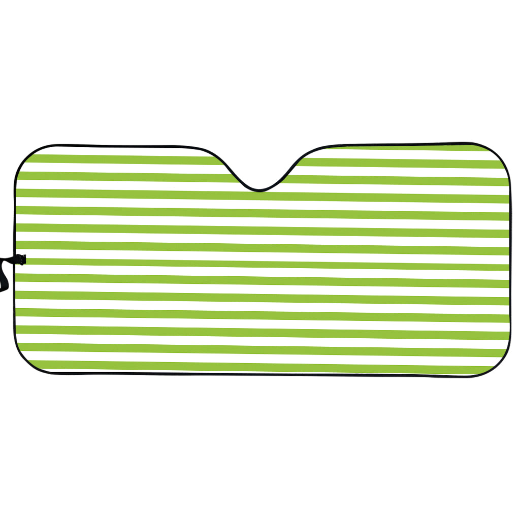 Green And White Striped Pattern Print Car Sun Shade