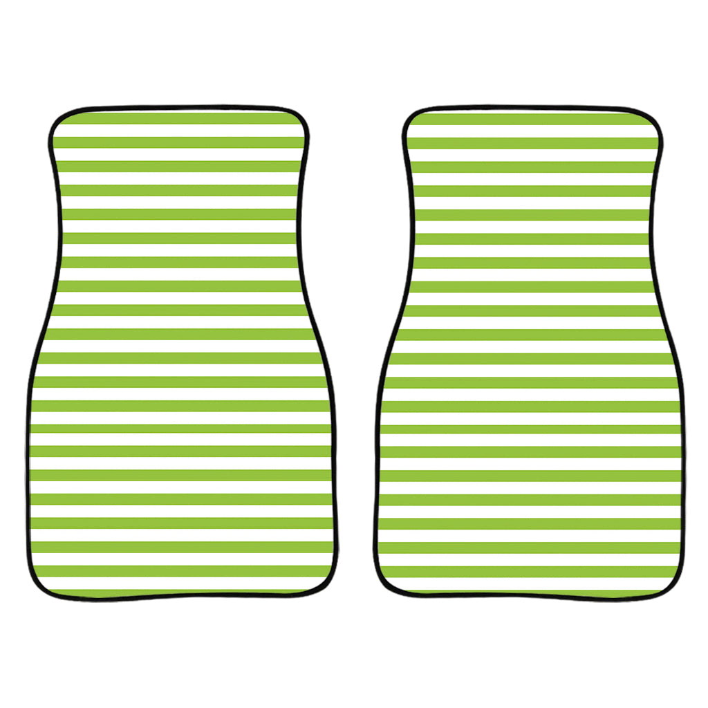 Green And White Striped Pattern Print Front Car Floor Mats