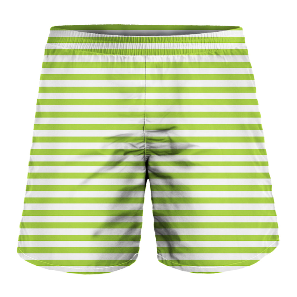 Green And White Striped Pattern Print Men's Shorts