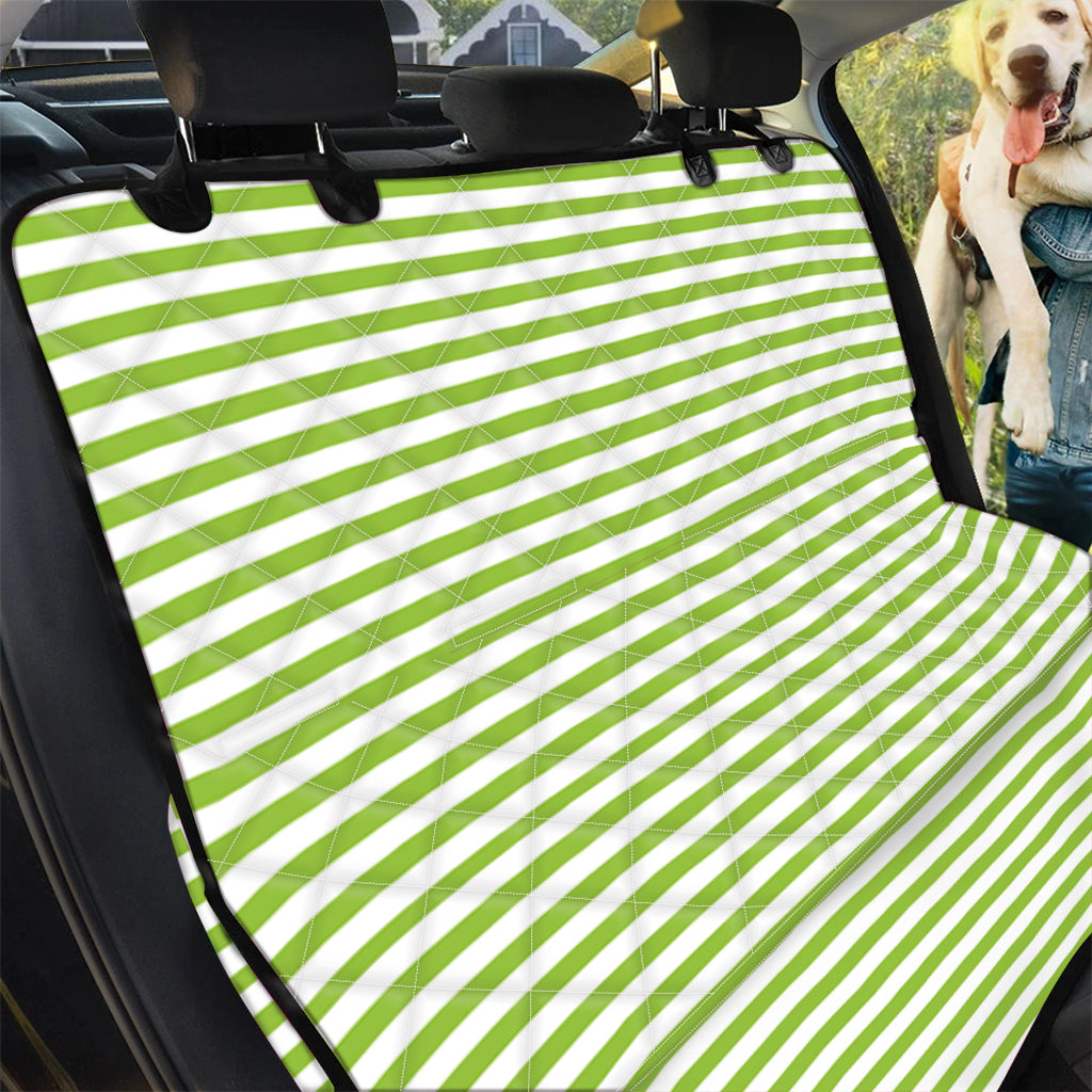 Green And White Striped Pattern Print Pet Car Back Seat Cover