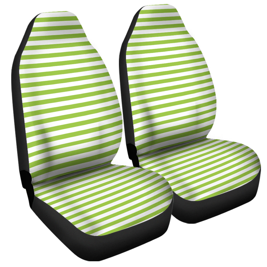 Green And White Striped Pattern Print Universal Fit Car Seat Covers