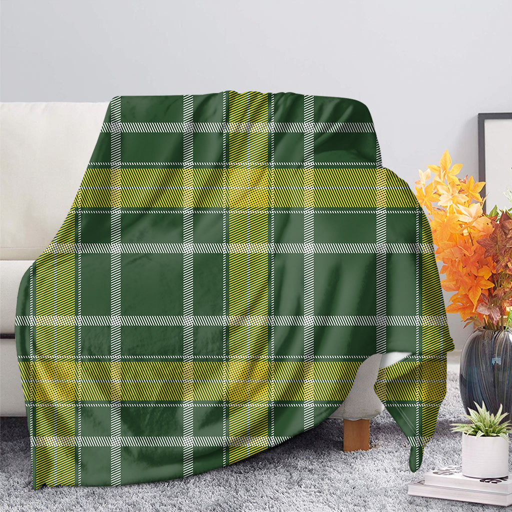 Green And Yellow Stewart Tartan Print Blanket