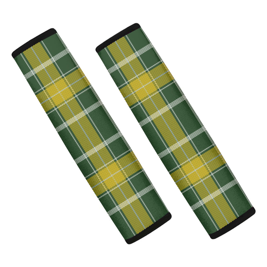 Green And Yellow Stewart Tartan Print Car Seat Belt Covers