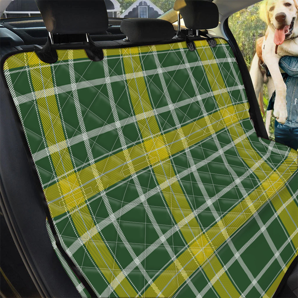 Green And Yellow Stewart Tartan Print Pet Car Back Seat Cover