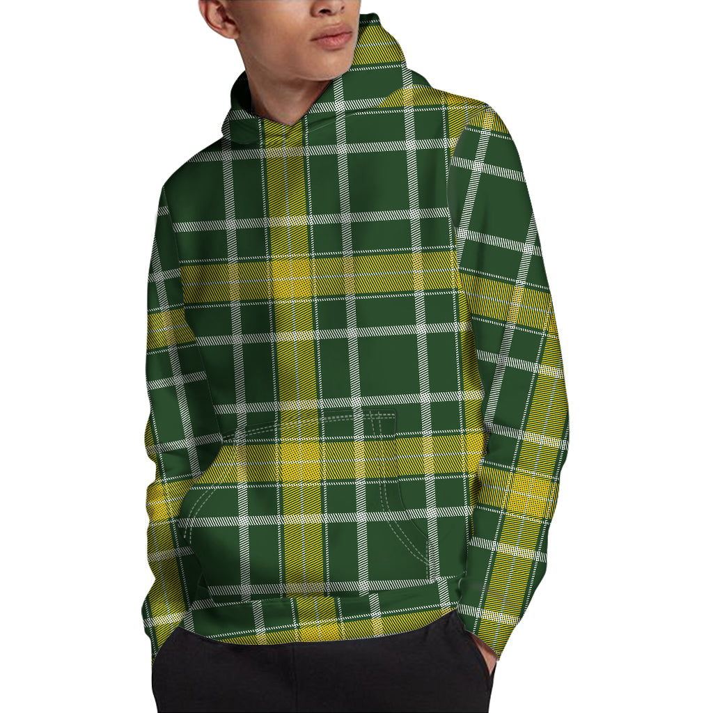 Green And Yellow Stewart Tartan Print Pullover Hoodie