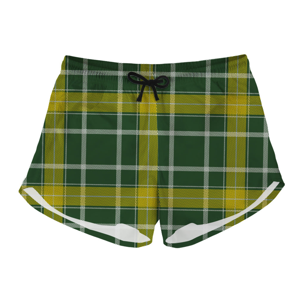 Green And Yellow Stewart Tartan Print Women's Shorts