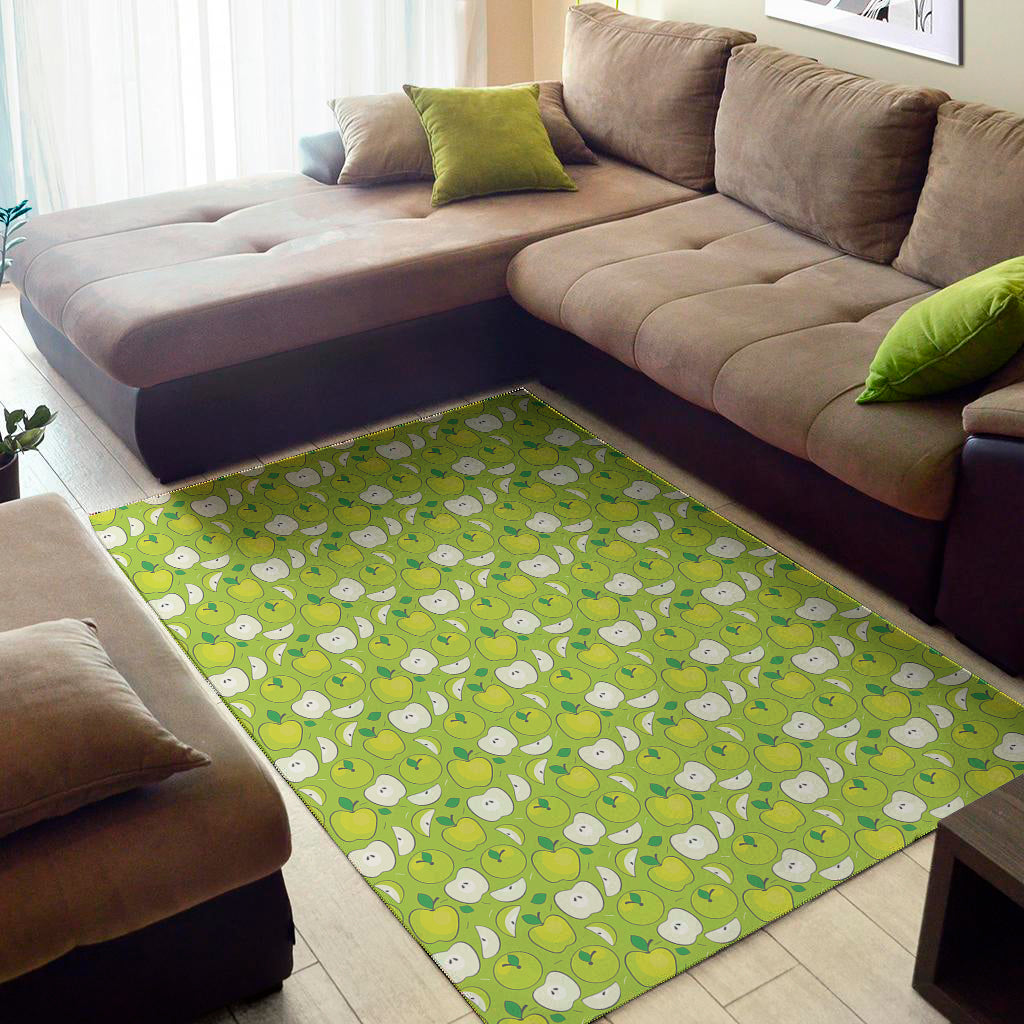 Green Apple Fruit Pattern Print Area Rug