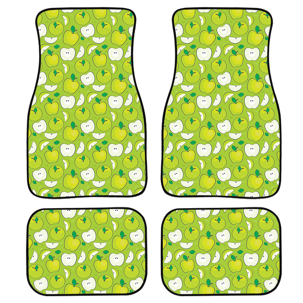 Green Apple Fruit Pattern Print Front and Back Car Floor Mats