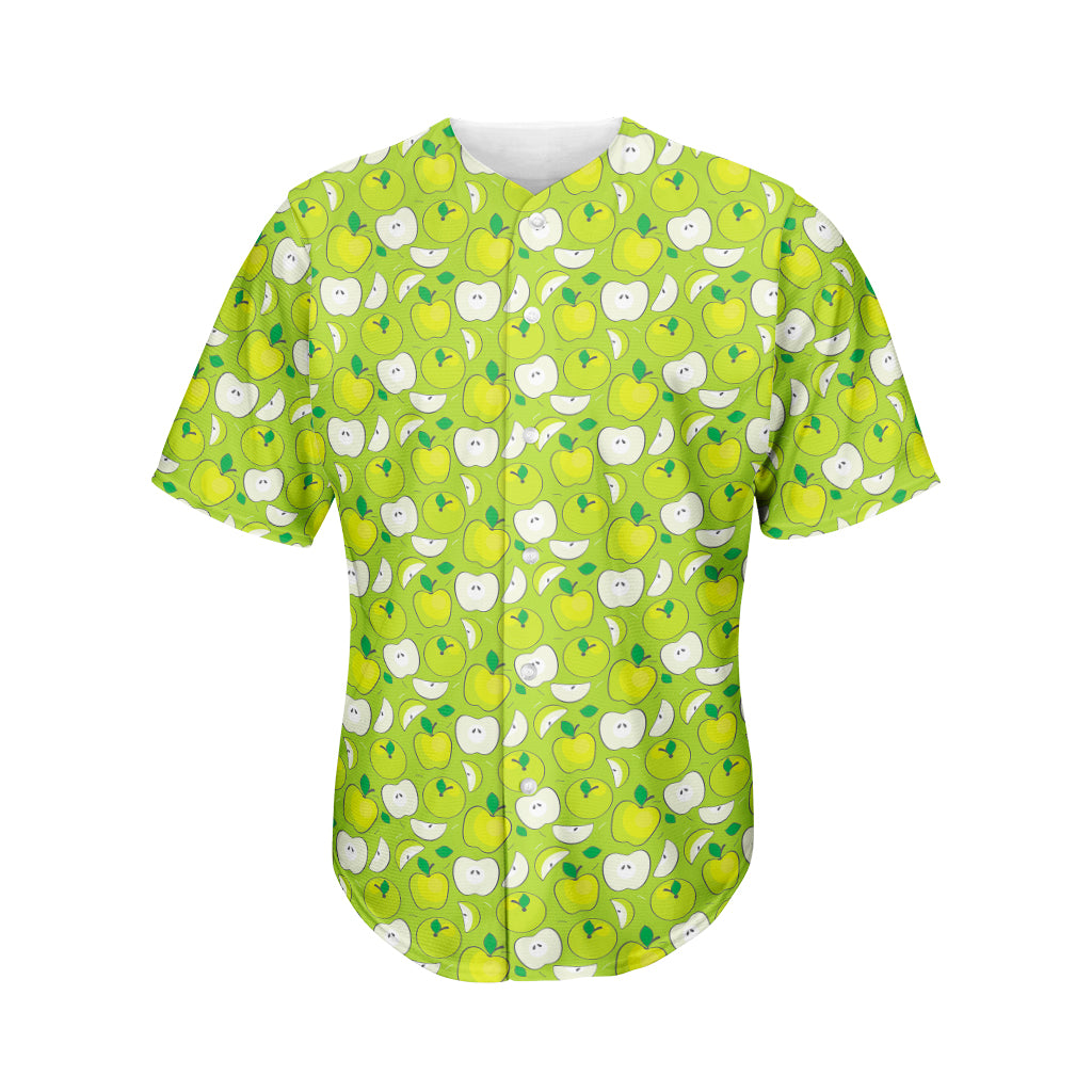 Green Apple Fruit Pattern Print Men's Baseball Jersey