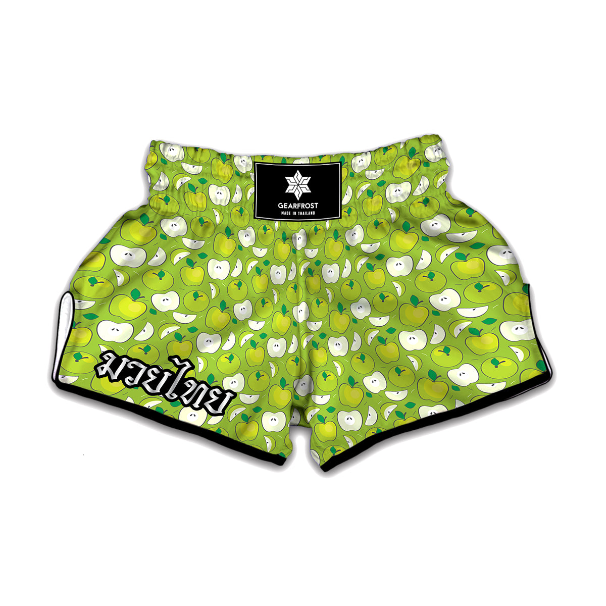 Green Apple Fruit Pattern Print Muay Thai Boxing Shorts