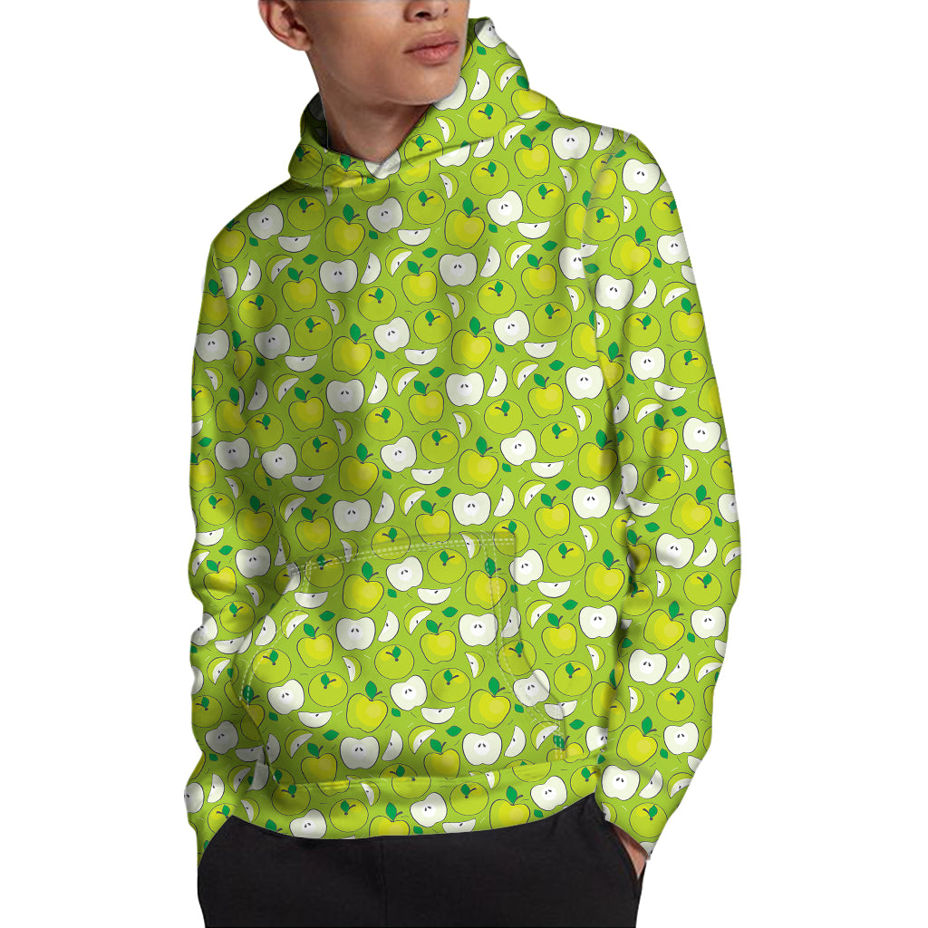 Green Apple Fruit Pattern Print Pullover Hoodie