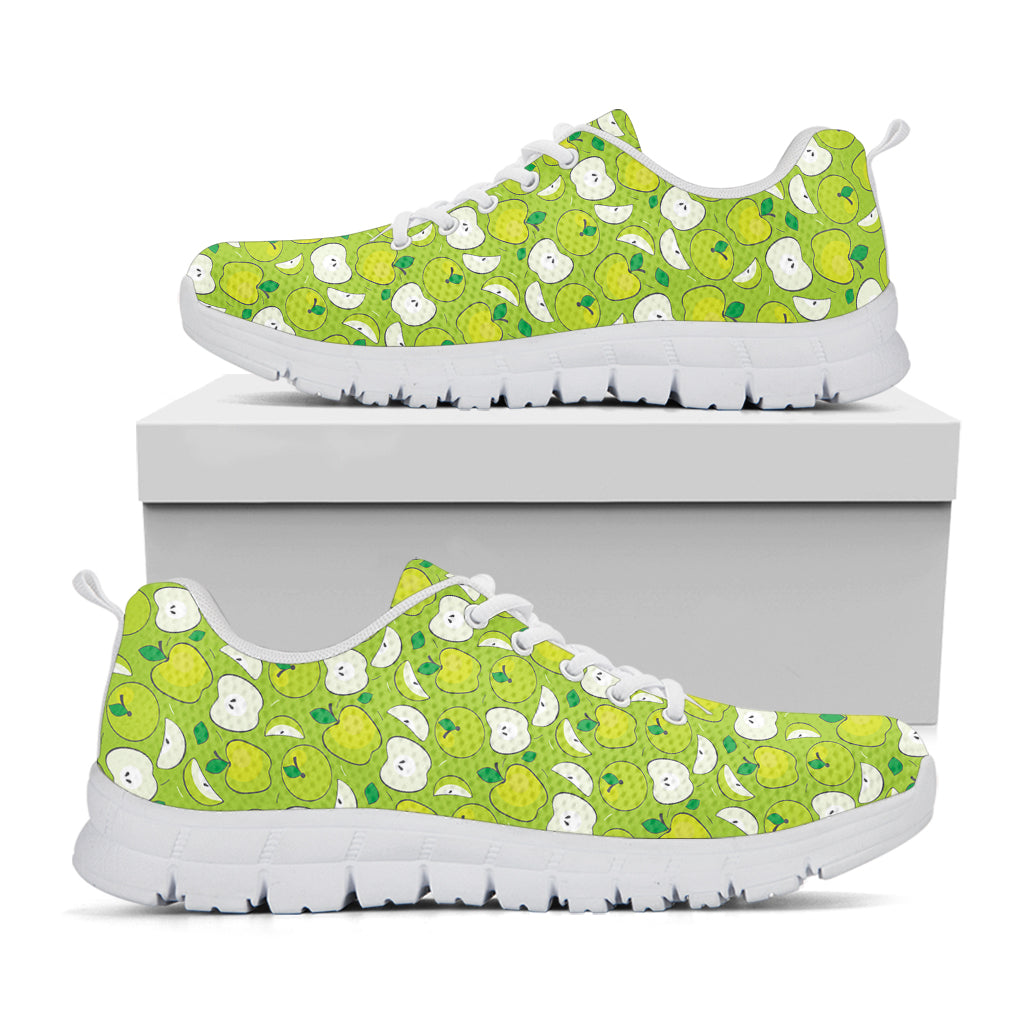 Green Apple Fruit Pattern Print White Sneakers