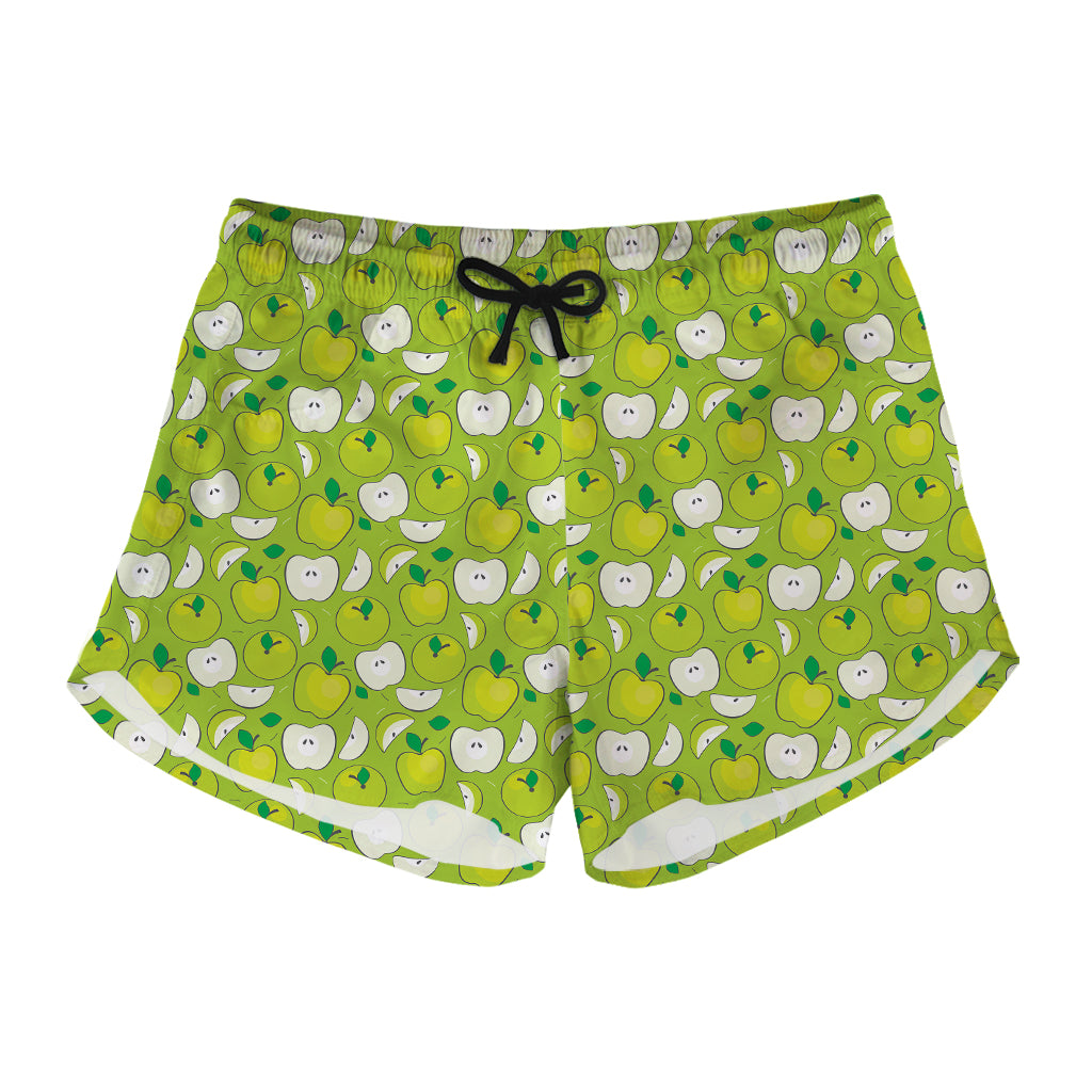 Green Apple Fruit Pattern Print Women's Shorts