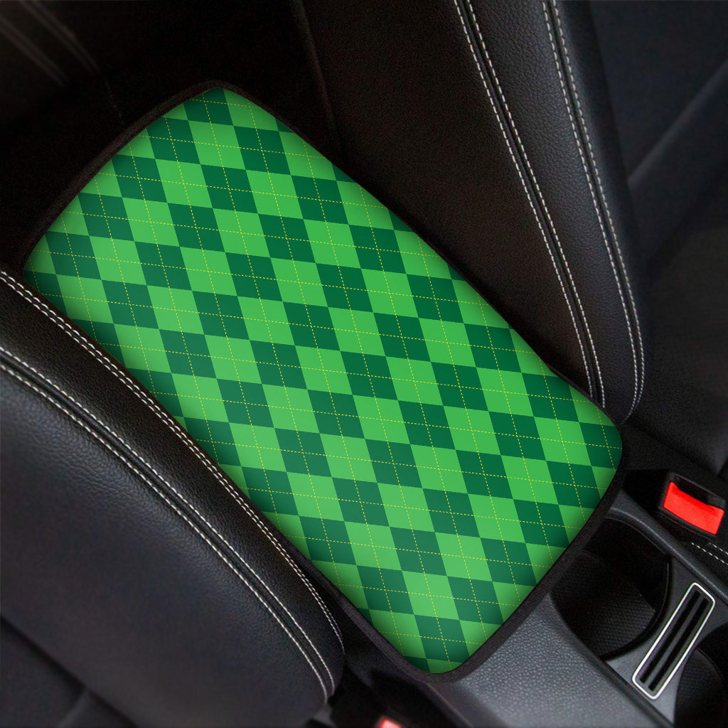 Green Argyle Pattern Print Car Center Console Cover